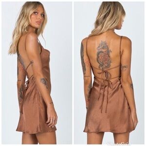 Princess Polly Alfie Elegant Brown Satin Mini Dress Size 6 Prom Dress